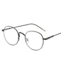 Klassische Retro Metall runde Brille für Damen und Herren, leichte Brillenfassung Hauptansicht. - Mattschwarzes Gestell und schwarze Bügel