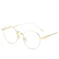 Goldener runder Rahmen flache optische Brille Vintage Retro Stil Studenten Mode Brille - Weißes Gestell und weiße Bügel