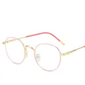 Rosa goldene runde Metallrahmen Brille stilvolle Vintage optische Brille für Studenten. - Rosa Gestell und rote Bügel