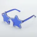 Blaue Stern Perle Sonnenbrille Party dekorative Brille Detailansicht, modische Bonbonfarbe. - Hellblau Perle
