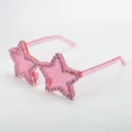 Rosa Stern Strass Sonnenbrille Nahaufnahme Detailansicht Bonbonfarbe Party Brillen Zubehoer - Rosa große Strasssteine