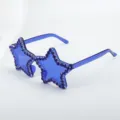 Blaue Strass Stern Sonnenbrille für Partys und Festivals, modische Accessoires mit funkelnden Kristallen. - Dunkelblaue große Strasssteine