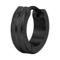 Schwarzer Huggie-Ohrring aus Titanstahl mit einer sandgestrahlten matten Optik - 4*9mm / Schwarz