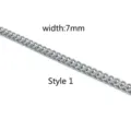 Close-up detail of 7mm width stainless steel dragon bone chain necklace in silver tone, style 1. - CK1983 Dragon Bone Chain (Style 1) / 7mm (50cm)