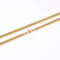 Gold stainless steel wheat chain necklace, custom titanium steel jewelry accessory DIY. - 3mm x 50cm / Gold
