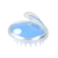 Spazzola per il massaggio del cuoio capelluto in silicone blu con manico chiaro - Blu Cristallo Trasparente