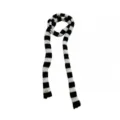 Y2K punk style black and white striped thin knit scarf trendy long neck warmer accessory - Black and White