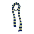 Blue and yellow striped narrow knit scarf, trendy millennial punk style winter neckwear. - Yellow Blue