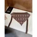 Retro Fair Isle knitted triangle scarf with ties, cozy winter hair band and neck decor. - Light Coffee / 60-80cm