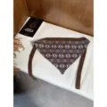Vintage Fair Isle knitted triangular scarf with ties, retro winter headscarf neckerchief. - Dark Coffee / 60-80cm