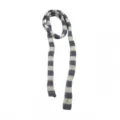 Gray and white striped skinny knit scarf, trendy y2k punk style narrow neck scarf. - Grey/White