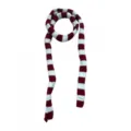 Red and white striped knitted scarf, trendy Y2K style slim long neck warmer for women. - Red White