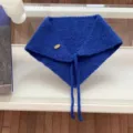 Korean style autumn winter blue knit triangle scarf warm cozy fashion neck warmer shawl - Blue