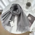 Solid grey cashmere winter scarf, soft warm tassel design, elegant women's wear accessory. - 8# Heather Grey