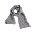Grey cable knit wool scarf for winter, cozy warm student fashion winter neck warmer scarf. - Gray