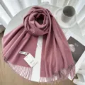 Solid color cashmere scarf women winter warm stylish tassel design elegant cozy wrap - 12# Peony Pink