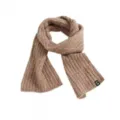 Cozy ribbed knit wool scarf for winter, solid color warm neck warmer for daily wear. - Khaki