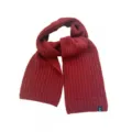 Burgundy knitted wool scarf for women and men, classic ribbed winter warm neck wrap. - Caramel Red