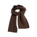 Brown knitted winter scarf with twist pattern, cozy and warm neck warmer for daily wear. - Coffee