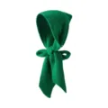 Green knit hooded scarf winter warm balaclava cute bow collegiate style cozy headwear - Green