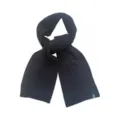 Black knitted winter scarf with classic cable knit design, soft warm wool blend for daily wear. - Black