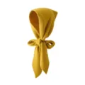 Autumn winter knitted bonnet scarf warm solid color cute ties soft stylish headwear apparel for women. - Yellow