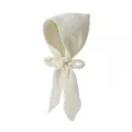 White knitted pixie bonnet scarf combo, soft cozy winter warm hood for women and girls - Cream