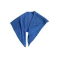 Bufanda triangular de punto azul, chal acanalado cómodo, elegante accesorio de invierno de otoño. - Azul