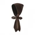 Brown knitted hood scarf winter warm balaclava cute bow tie stylish Korean fashion accessory - Coffee