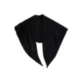 Bufanda triangular de punto negro, chal cálido acanalado, accesorio de invierno elegante. - Negro
