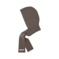 Passamontagna lavorato a maglia con sciarpa inverno caldo cappello lana marrone morbido - Mocha Scuro
