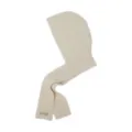Comodo passamontagna in maglia beige, sciarpa con cappuccio invernale calda per donna. - Avorio