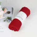 Solid red cotton rolled scarf with paper band, stylish autumn winter warm fashion neck wrap. - 90*180cm / True Red