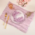 Purple cheesecloth table runner elegant crinkle fabric for wedding party home decor main view - 90*180cm / Light Purple
