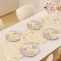 Boho Gauze Table Runner Set Wedding Party Crinkle Cheesecloth Tablecloth Decor - 50*50cm Napkin / Beige