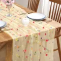 Sheer mesh table runner with colorful embroidered daisy flowers, elegant home dining decor. - 30*180cm / Style 3 Small Light Yellow Flowers