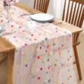 Embroidered mesh table runner with colorful floral pattern farmhouse dining table decor - 30*180cm / Style 4 Small White Flowers