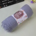 Solid color crinkled cotton scarf with frayed edges, casual handmade wrap shawl for women. - Light Gray