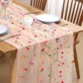 Sheer mesh table runner with colorful floral embroidery, elegant tulle dining table decor. - 30*180cm / Style 5 Small Apricot Flowers