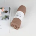 Solid color cotton scarf, rolled design with paper band, soft breathable winter accessory brown. - 90*180cm / Khaki Brown