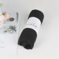 Black cotton linen rolled scarf with decorative paper band for women warm winter daily wear. - 90*180cm / Black