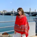 Ethnic style cotton linen tassel printed scarf for women beach travel sun protection shawl - 19 Ethnic Style Green Stripes