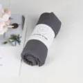 Dark grey cotton scarf rolled with paper band, soft wrinkled fabric for winter daily wear. - 90*180cm / Dark Gray