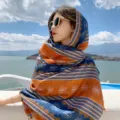 Ethnic style printed scarf beach shawl women sun protection travel fashion wrap accessory - 21 Ethnic Style Water Ripples