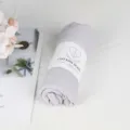 Solid light grey wrinkled cotton linen scarf, neatly rolled with paper packaging band. - 90*180cm / Light Gray