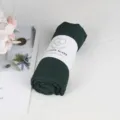 Dark green cotton scarf rolled up with custom band for women autumn winter warm solid color shawl - 90*180cm / Dark Green