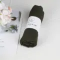 Solid color cotton scarf for women, rolled with stylish paper band. Warm autumn and winter accessory. - 90*180cm / Dark Green