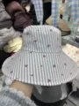 Women oversized brim bucket hat spring autumn casual striped small fruit print sun basin hat - Small Rose Khaki