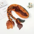 Mujer moda pañuelo trenzado degradado elegante cinta boho para el cabello transpirable - Degradado naranja amarillo marrón