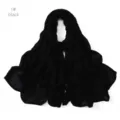 Solid color modal cotton hijab scarf for women, classic black fashion shawl for daily wear. - Black
